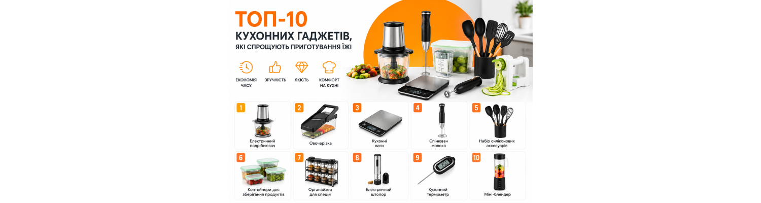 ТОП-10 кухонних гаджетів, які спрощують приготування їжі