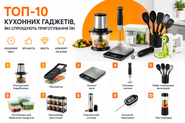 ТОП-10 кухонних гаджетів, які спрощують приготування їжі