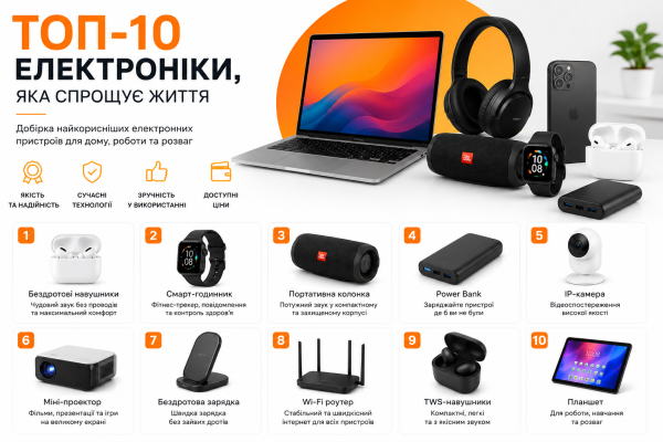 ТОП-10 електронних гаджетів для дому, роботи та відпочинку