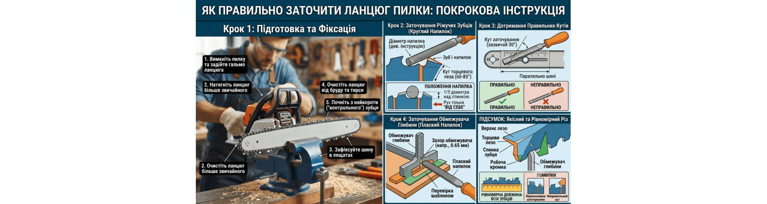 Як правильно заточити ланцюг пилки в домашніх умовах