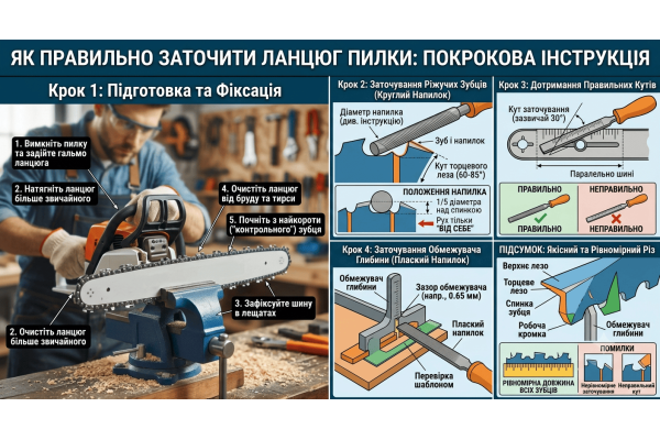Як правильно заточити ланцюг пилки: покрокова інструкція та корисні поради
