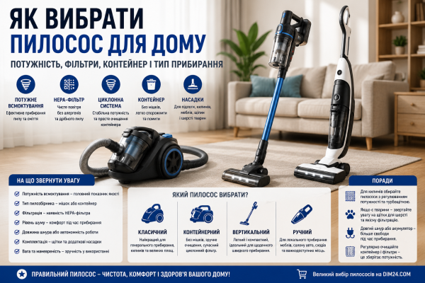 Як вибрати пилосос для дому: потужність, фільтри, контейнер і тип прибирання