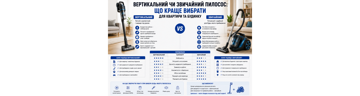 Вертикальний чи звичайний пилосос: що краще вибрати для квартири та будинку