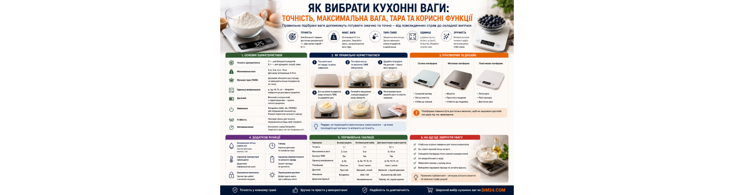 Як вибрати кухонні ваги: точність, максимальна вага, тара та корисні функції