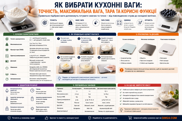 Як вибрати кухонні ваги: точність, максимальна вага, тара та корисні функції