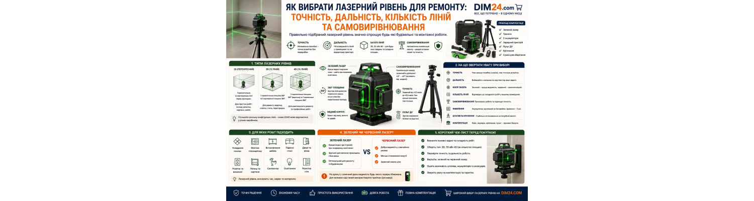 Як вибрати лазерний рівень для ремонту: точність, дальність, кількість ліній та самовирівнювання