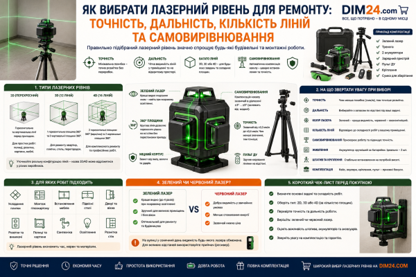 Як вибрати лазерний рівень для ремонту: точність, дальність, кількість ліній та самовирівнювання