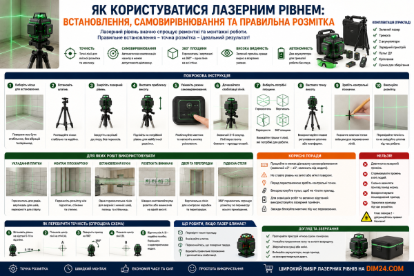 Як користуватися лазерним рівнем: встановлення, самовирівнювання та правильна розмітка