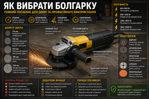 Як вибрати кутову шліфувальну машину (болгарку): повний посібник для дому та професійного використання