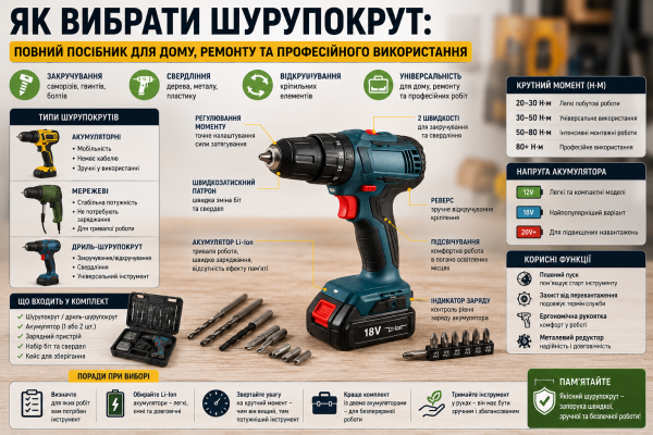 Як вибрати шурупокрут: повний посібник для дому, ремонту та професійного використання
