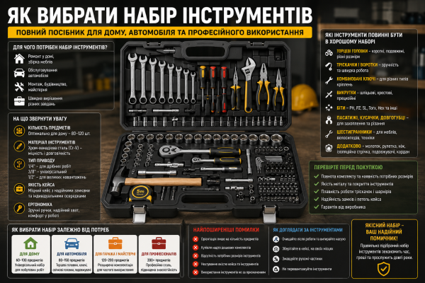 Як вибрати набір інструментів: повний посібник для дому, автомобіля та професійного використання