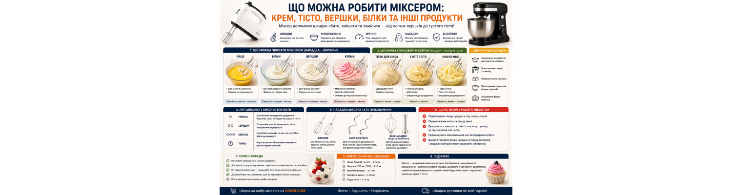 Що можна робити міксером: крем, тісто, вершки, білки та інші продукти