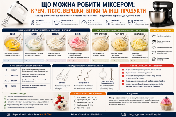 Що можна робити міксером: крем, тісто, вершки, білки та інші продукти