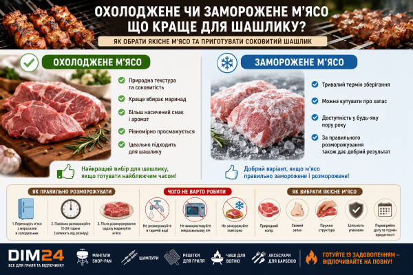 Охолоджене чи заморожене м'ясо для шашлику: що краще обрати?