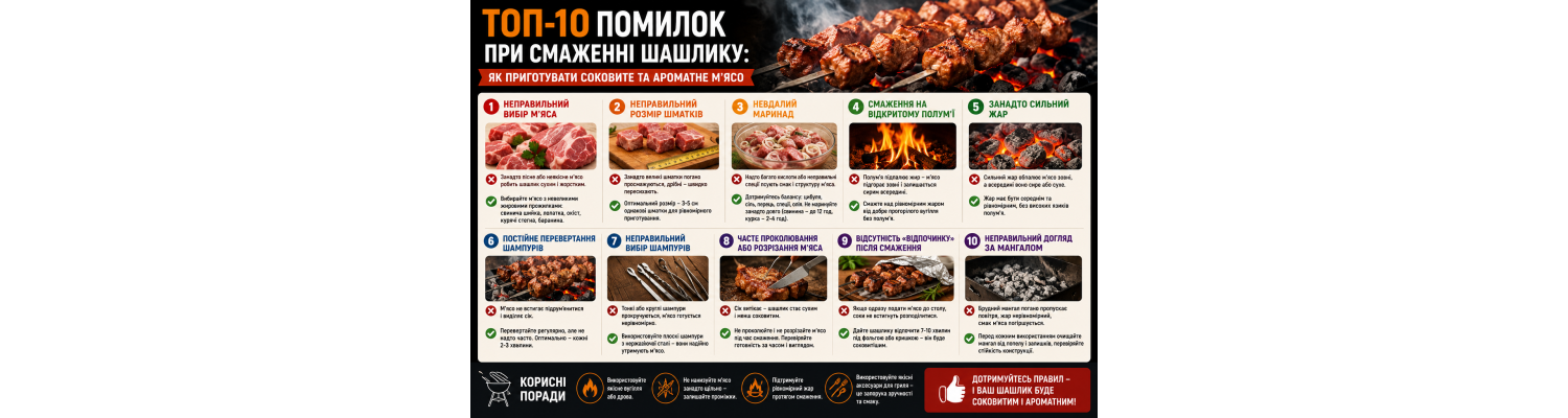 ТОП-10 помилок при смаженні шашлику