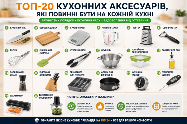 ТОП-20 кухонних аксесуарів, які повинні бути на кожній кухні
