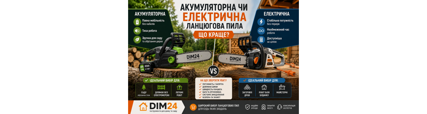 Акумуляторна чи електрична ланцюгова пила: що краще вибрати?