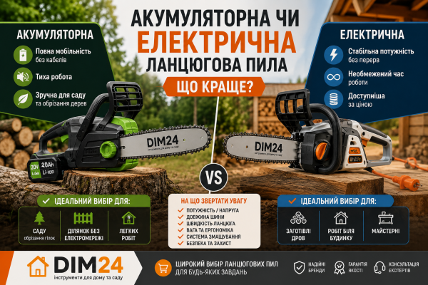 Акумуляторна чи електрична ланцюгова пила – що краще? 