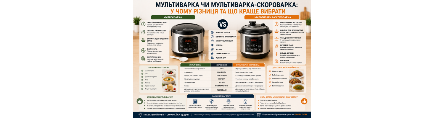 Мультиварка чи мультиварка-скороварка: у чому різниця та що краще вибрати