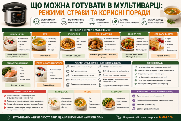Що можна готувати в мультиварці: режими, страви та корисні поради