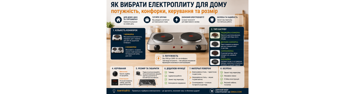 Як вибрати електроплиту для дому: потужність, конфорки, керування та розмір
