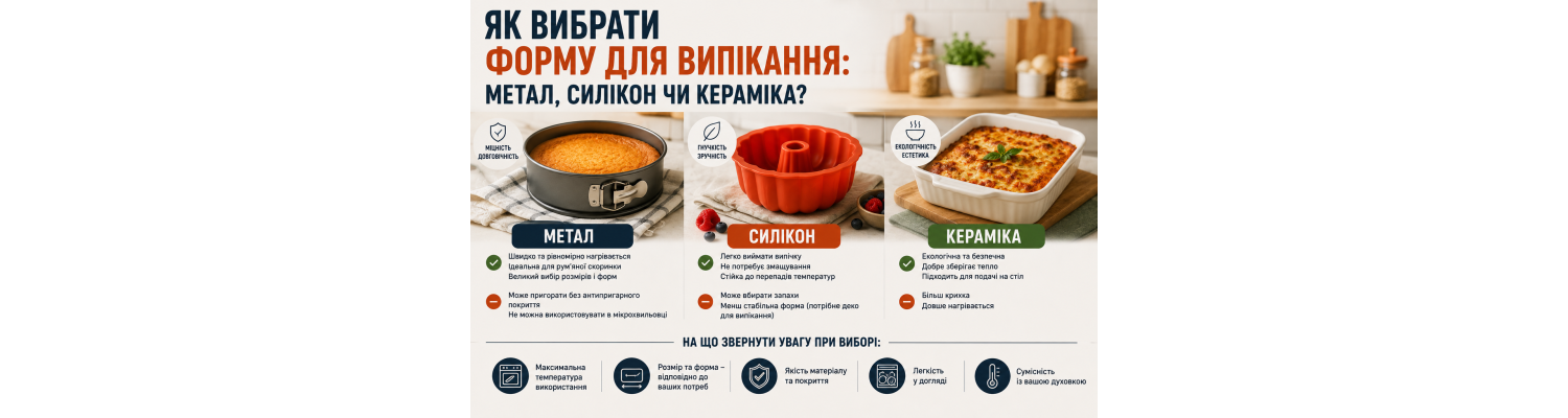 Як вибрати форму для випікання: метал, силікон чи кераміка?