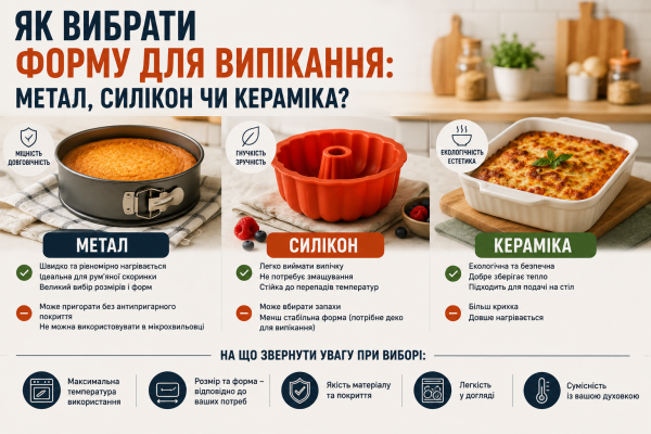 Як вибрати форму для випікання: метал, силікон чи кераміка?