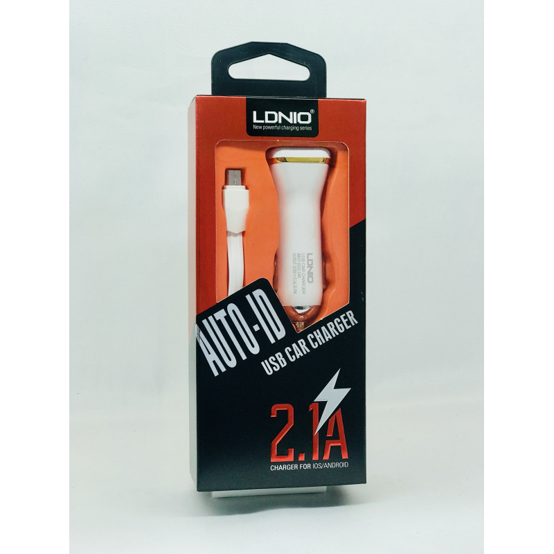 Автомобильное зарядное устройство LDNIO DL-219 (2.1A / 2 USB порта + кабель MicroUSB)