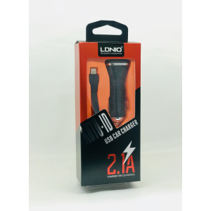 Автомобильное зарядное устройство LDNIO DL-219 (2.1A / 2 USB порта + кабель для iPhone)
