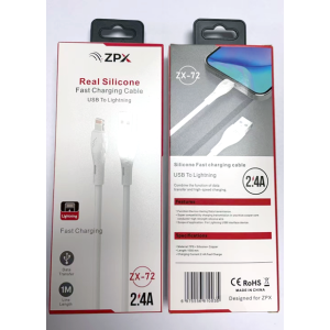 Кабель для зарядки ZPX ZX-72 USB–Lightning, силиконовый, 2.4A, 1 м