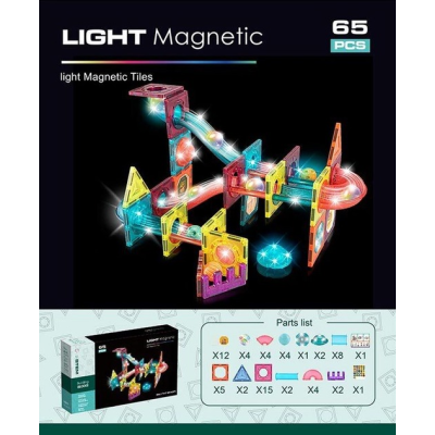 Магнитный светящийся конструктор Magnetic CH1171 (65 деталей)