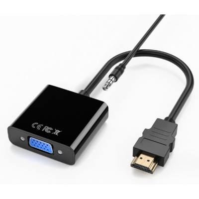 Кабель-переходник HDMI -> VGA конвертер адаптер с аудио 3.5 мм со звуком
