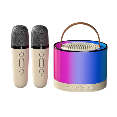 Портативная колонка караоке K12-2, Bluetooth/USB/SD/FM/AUX, 2 микрофона