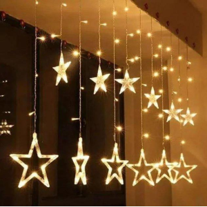 Xmas гирлянда STAR CURTAIN 12M Звезды тепло белое 3M*80CM*50CM 7401