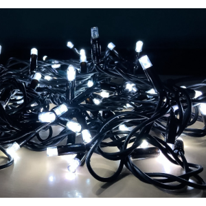 Xmas гирлянда LED 100L 3.3 Line W-2 Белая 10 Mетров Уличная+соед Черный провод 7747