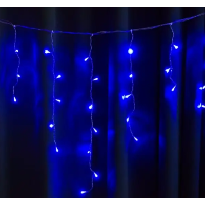 Xmas гирлянда LED 120 3.3Line Short curtain (Сосульки/Бахрома) B-1 Синяя 5Mетров Ул.+соед. Белый 3937