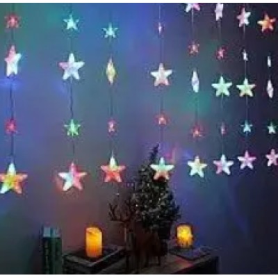 XMAS Гирлянда штора Звездопад 60L на медной пров 3M*90CM Мультицветная 8174