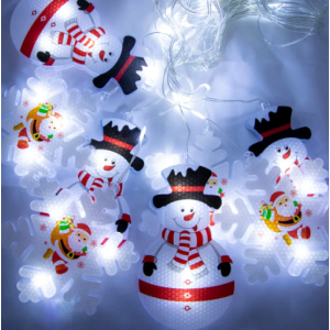 Xmas Гирлянда Штора Фигурки 3D снеговика и снежинки 3m*70cm 95L Мультицветная 8184