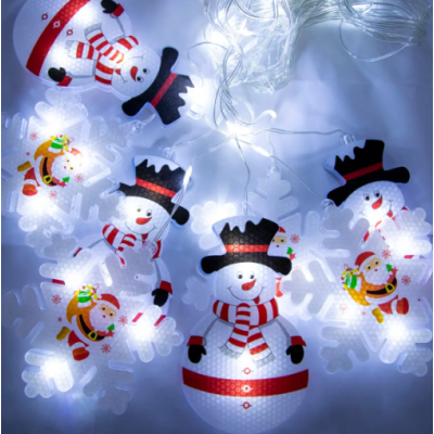 Xmas Гирлянда Штора Фигурки 3D снеговика и снежинки 3m*70cm 95L Мультицветная 8184