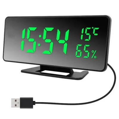 Часы электронные USB VST-888Y Зелёная подсветка, Температура, Влажность