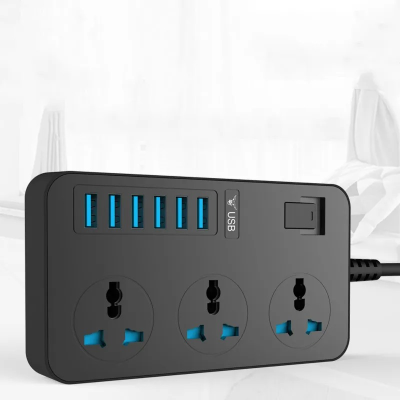 Сетевой фильтр (удлинитель) на 3 розетки и 6 USB AR-CP02