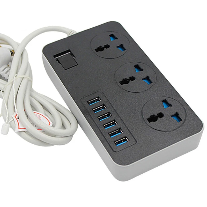 Сетевой фильтр (удлинитель) на 3 розетки и 6 USB AR-CP02
