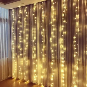 Гирлянда светодиодная «Штора» внутренняя, 3×2 м, 240 LED, тёплый жёлтый свет, белый провод