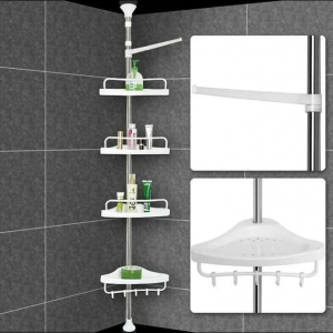 Полка угловая Multi Corner Shelf для ванной комнаты 4-ярусная, 210×34×22 см,