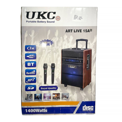 Портативная колонка LIVE 15A, Bluetooth, USB, FM, караоке, 1400W