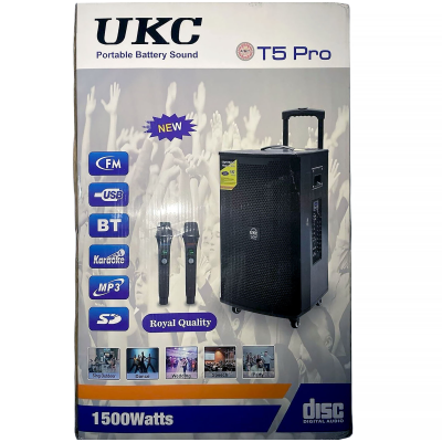Портативная колонка T5 Pro, Bluetooth, USB, FM, караоке, 1500W