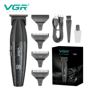 Триммер VGR V-640T, аккумуляторный, LED-дисплей, USB Type-C, 3 насадки