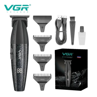 Триммер VGR V-640T, аккумуляторный, LED-дисплей, USB Type-C, 3 насадки