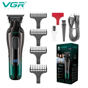Триммер VGR V-998, аккумуляторный, LED-дисплей, 4 насадки