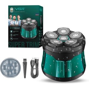 Электробритва VGR V-373 6D для бритья головы, 6 роторных головок, IPX6, LED-дисплей